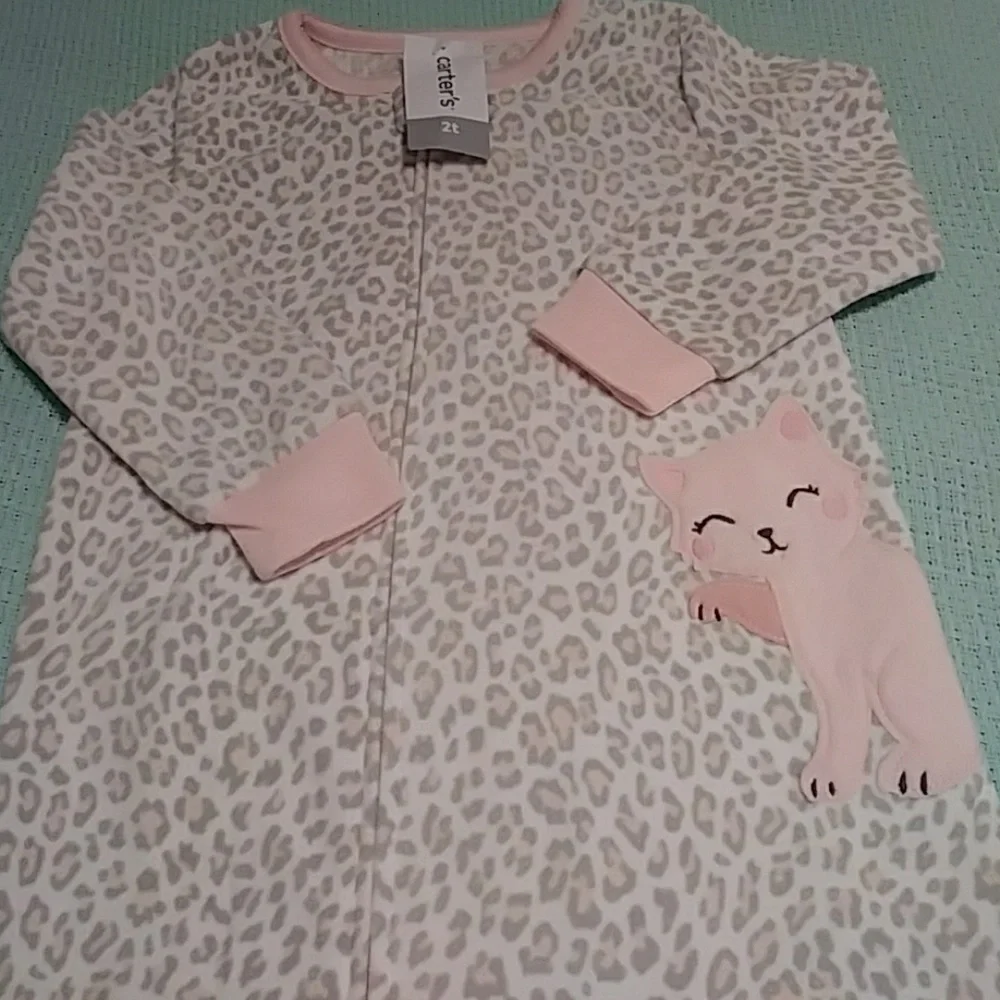 NWT CARTER'S pink fleece kitty Pajama Blanket S…